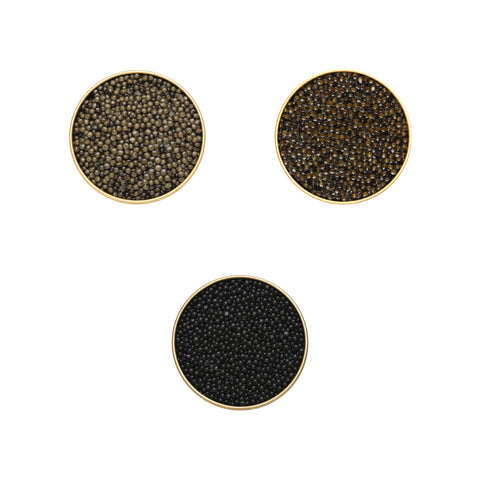 Classic Osetra, Kaluga Hybrid & Siberian Sturgeon Caviar Tasting Set (3 x 1.76 oz) - open tins