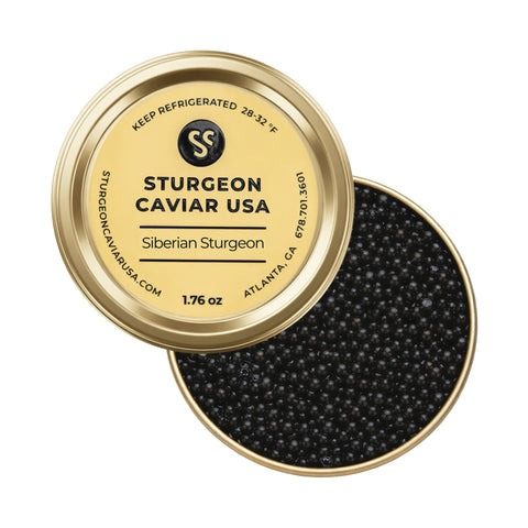 Siberian Sturgeon Caviar - open tin with lid